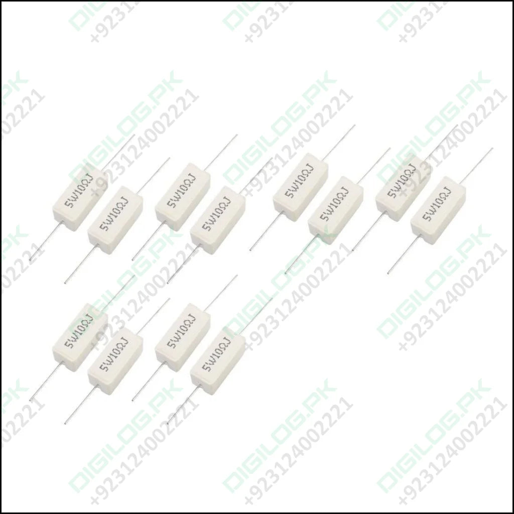 5w 10 Ohm J(+/-5%) Ceramic Cement Power Resistor White