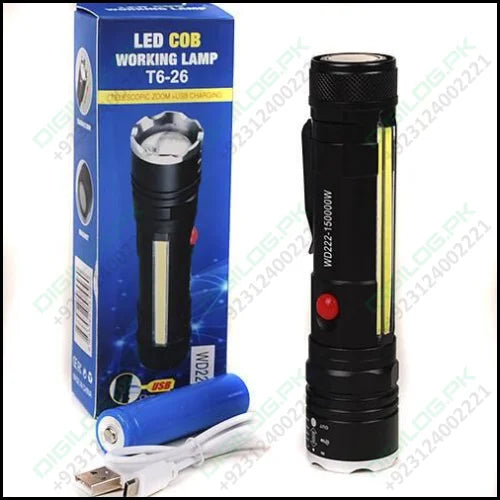 Usb Rechargeable Zoomable Led Flashlight Camping Torch Lamp
