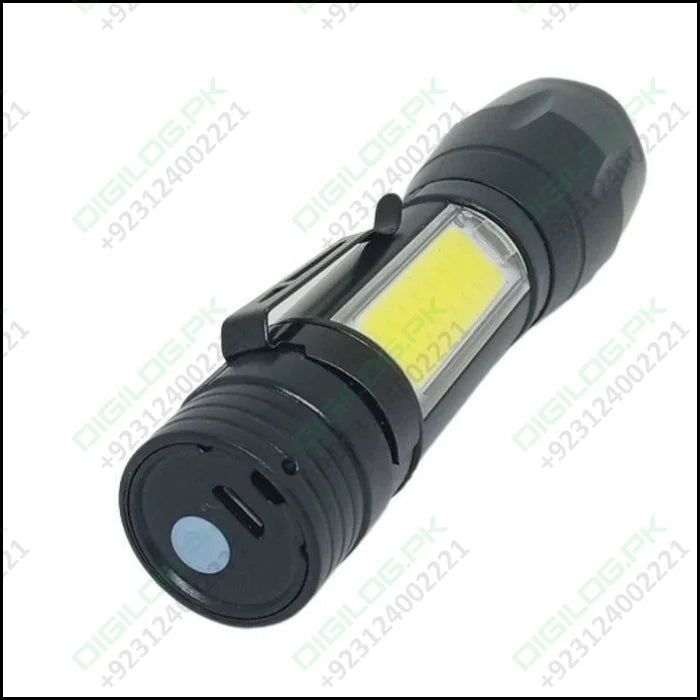 XPE COB LED Zoomable Battery Flashlight with Clip Mini