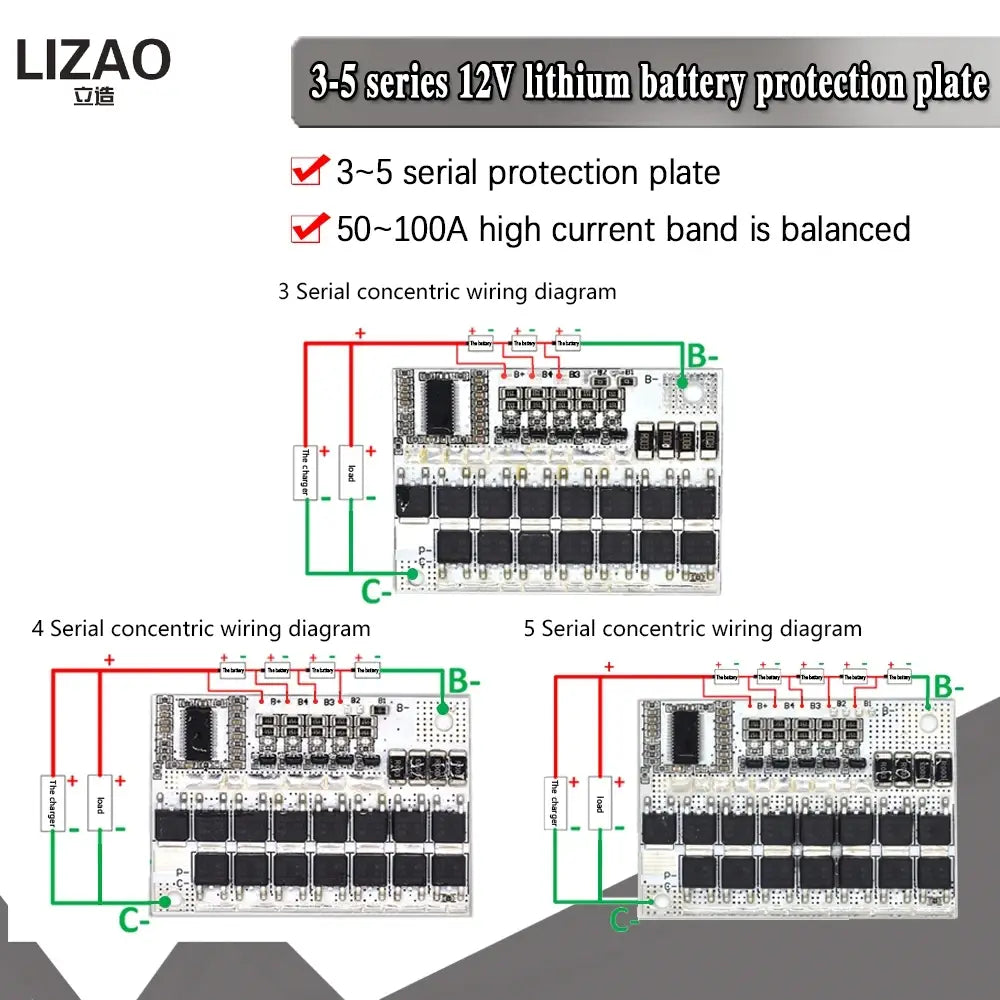 3s 4s 5s Bms 12v 16.8v 21v 3.7v 100a Li-ion Lmo Ternary Lithium Battery  Protection Circuit Board Li-polymer Balance Charging - Integrated Circuits  - AliExpress