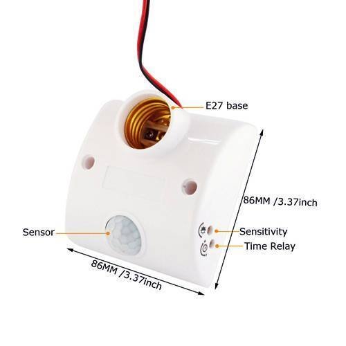Pir Infrared Motion Sensor Led Lamp Wall Mounted Bulb Holder