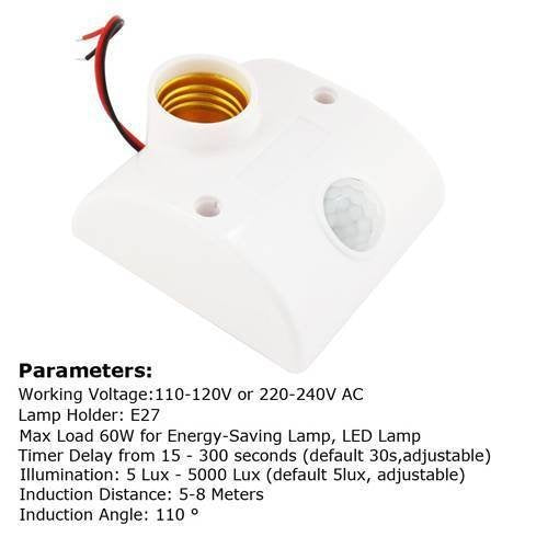 Pir Infrared Motion Sensor Led Lamp Wall Mounted Bulb Holder