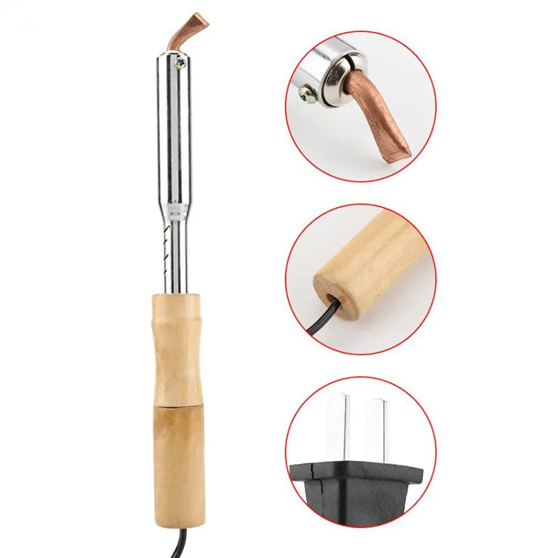 100w 220v Soldering Iron With Chisel Tip & Wood Handle