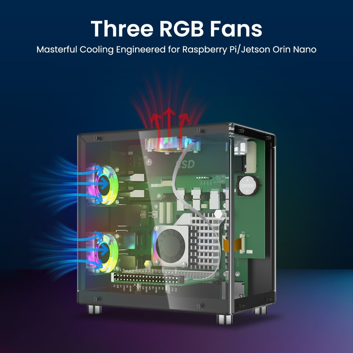 Three RGB Fans-Masterful cooling ability of mini pc case