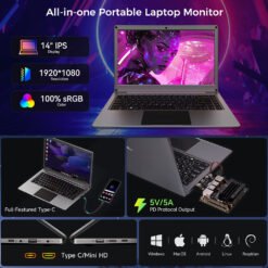 Alternative view of CrowView Note-All-in-One Portable Monitor, Phone-to-Laptop Device With Full-Featured Type-C, SBCs/Mini PC/PC/Game Console Compatibility