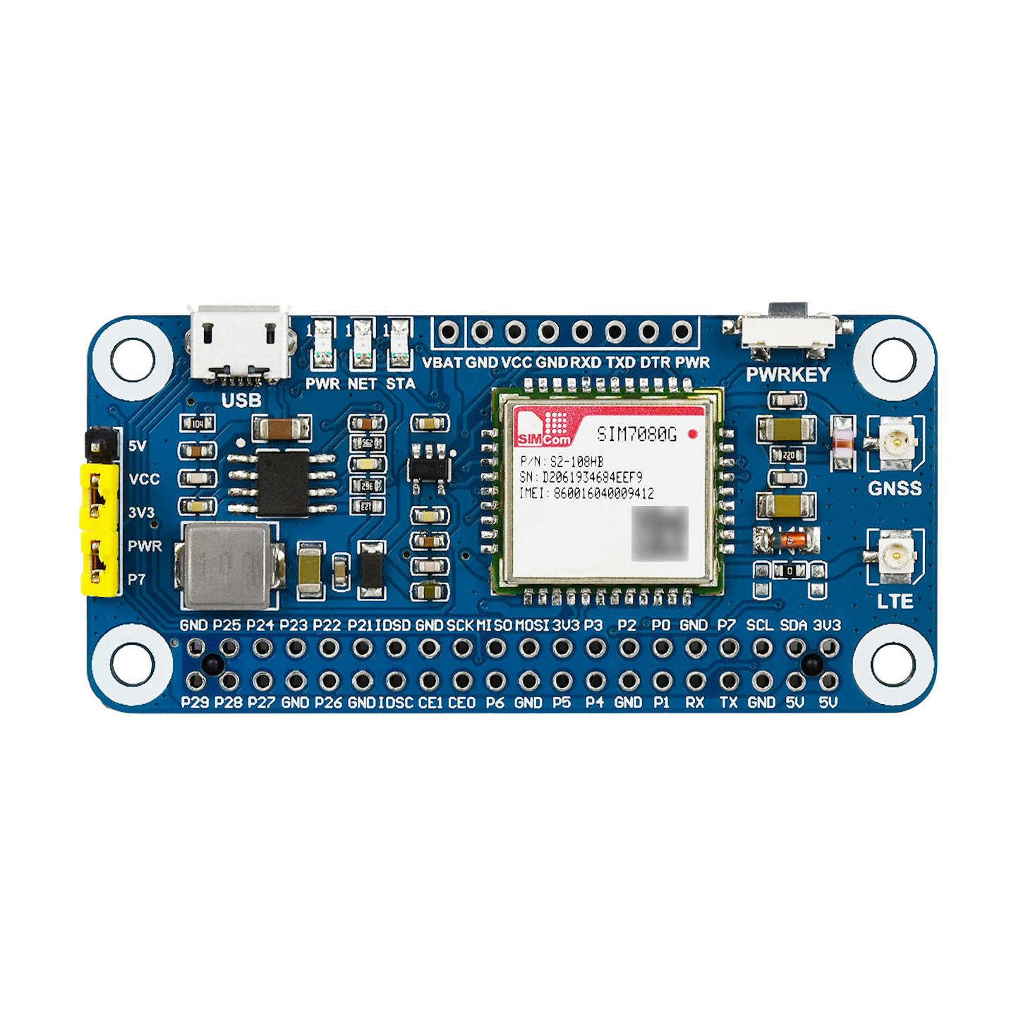 Waveshare NB-IoT Cat-M(eMTC) GNSS HAT for Raspberry Pi, Globally Applicable