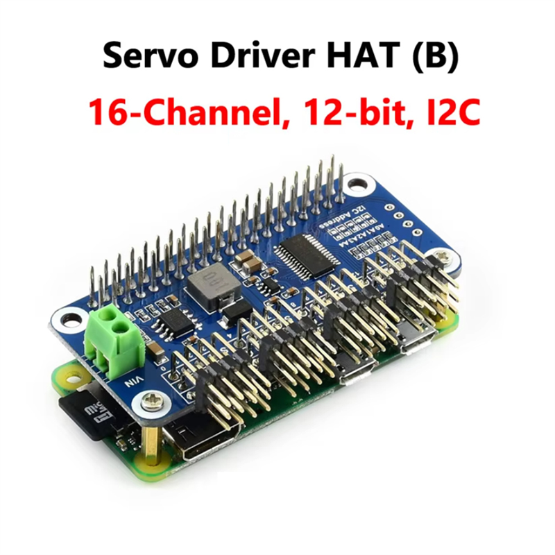 Waveshare Servo Driver HAT (B) for Raspberry Pi, 16-Channel, 12-bit, I2C