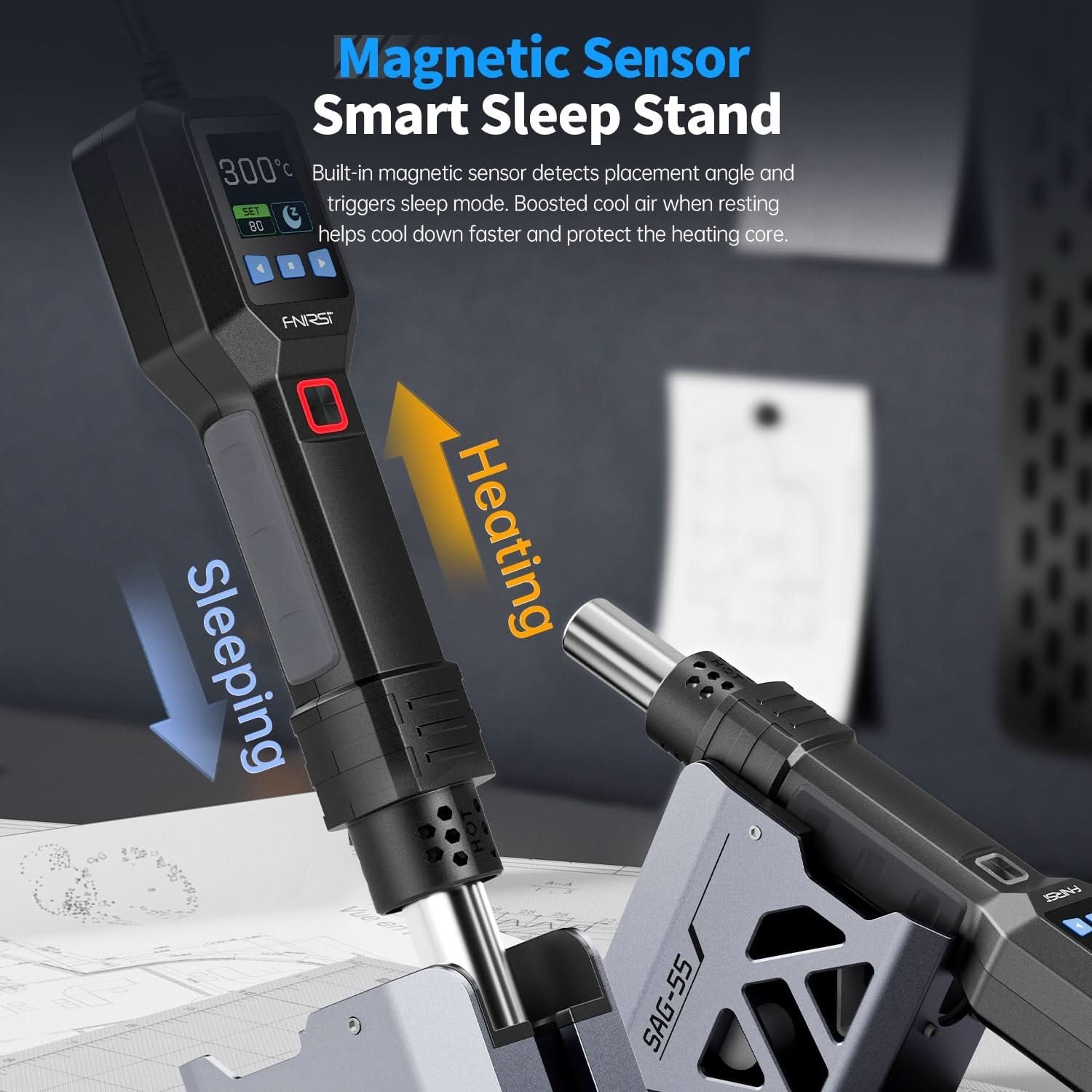 FNIRSI® SAG-55 Intelligent 550W Hot Air Gun - Image 4