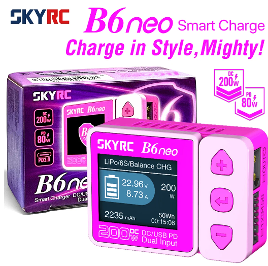 SkyRC B6neo Pink Smart Charger DC 200W PD 80W LiPo Battery Balance Charger Original