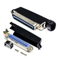 Centronics(57) 50pin Traditional Female Solder,with Plastic Hood Right Angle Exit