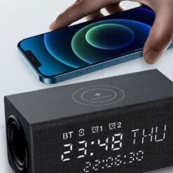 Alternative view of Wireless Charger with Portable Music Speaker with Digital Alarm Clock