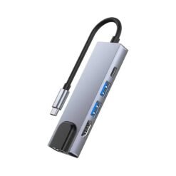 Alternative view of 5IN1 USB C Hub Type C RJ45 100Mbps Converter USB 3.0 Adapter with Mac Docking Station Charging Card Reader Data Function for Mac