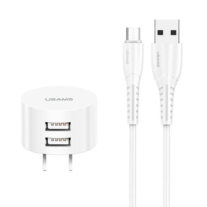 USAMS EU Plug USB Travel Charger Adapter Dual USB Ports Mobile Cell Phone USB - Image 4