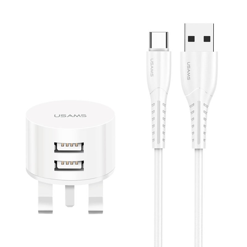 USAMS EU Plug USB Travel Charger Adapter Dual USB Ports Mobile Cell Phone USB - Image 2