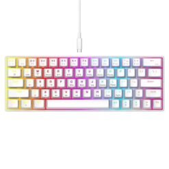 MAXFIT (White) MAXFIT61 Customized 63 Keys RGB Mechanical Keyboard Wired/Wireless/BT USB Interface Real RGB Gaming Customized Keyboard
