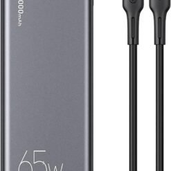 USAMS Fast Charging Power Bank 30000mAH With USB C To USB C Laptop Cable Super Fast Charging Ultra Compact Power Bank with QC3.0+PD Compatible With Phones, Laptop, Tablet