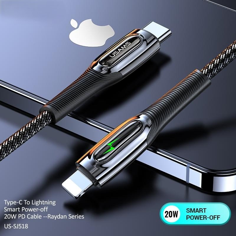 US-SJ518 Type-C To Lightning Smart Power-off 20W PD Cable Raydan Series 1.2m