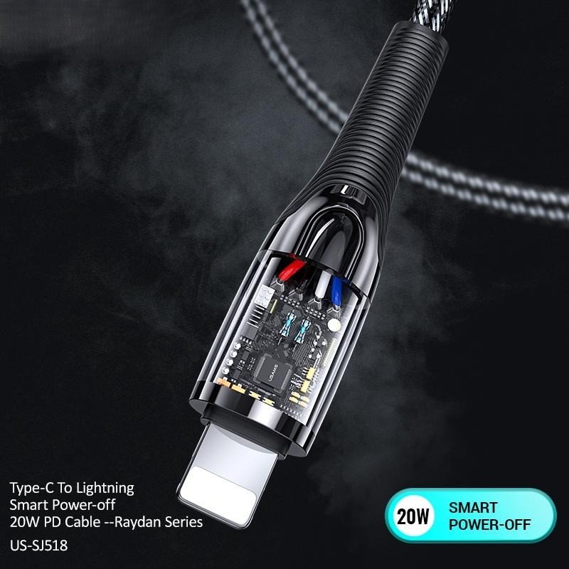 US-SJ518 Type-C To Lightning Smart Power-off 20W PD Cable Raydan Series 1.2m - Image 2