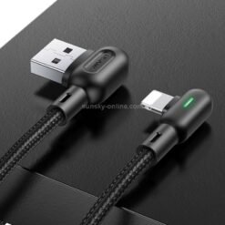USAMS US-SJ455 U57 USB to 8 Pin Double Elbow Colorful Lamp Charging Cable, Length 1.2m