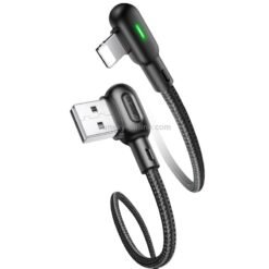 Alternative view of USAMS US-SJ455 U57 USB to 8 Pin Double Elbow Colorful Lamp Charging Cable, Length 1.2m