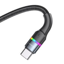 Alternative view of USAMS SJ537 100W PD Type-C to Type-C Fast Charging Data Cable (1.2m) with Colorful Light