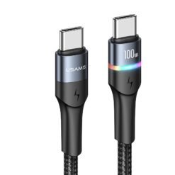 USAMS SJ537 100W PD Type-C to Type-C Fast Charging Data Cable (1.2m) with Colorful Light